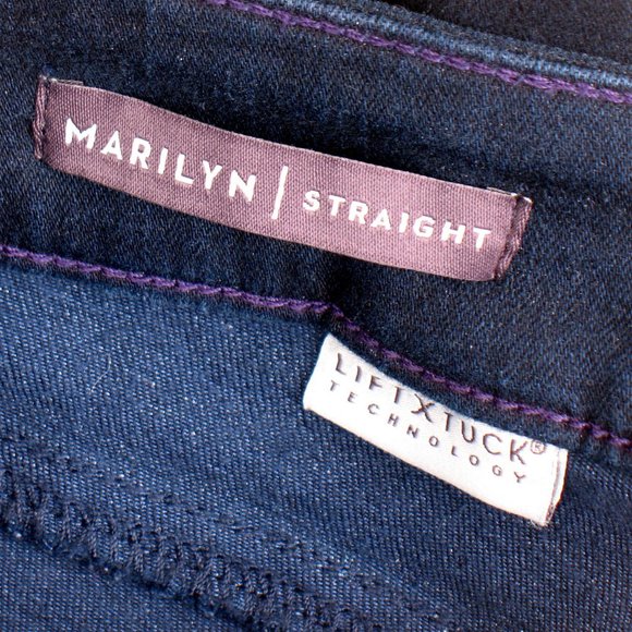 NYDJ Marilyn Straight Dark Hemmed Stretch Sz 12 - Picture 4 of 5